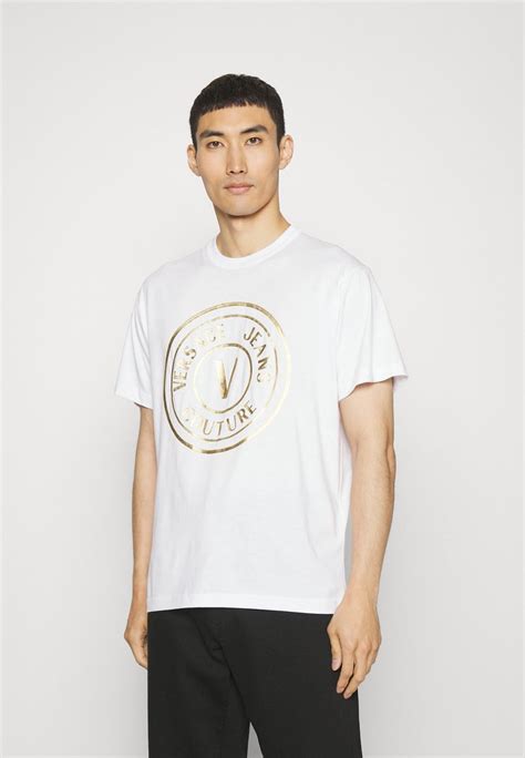 Versace Jeans Couture Emblem Tick Foil Print T Shirt Whitegold