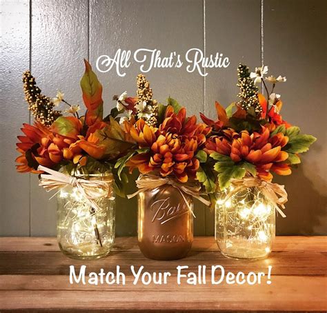 Fall Decor Mason Jar Fall Decor Mason Jars With Lights Etsy Fall