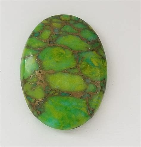 29 98 Ct Genuine Mojave Green Copper Turquoise Oval Cut Loose Gemstone