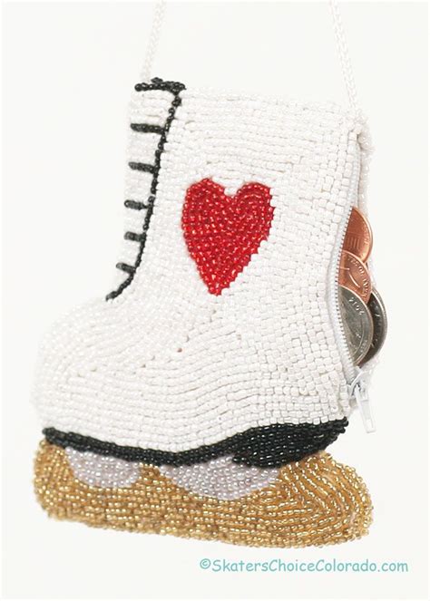 Custom Beaded ♥ Ice Skate Purse Custom Beaded Ice Skate Zipper Coin