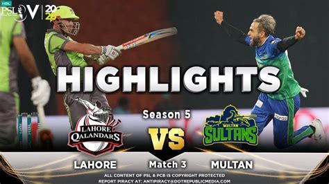 Lahore Qalandars Vs Multan Sultans Full Match Highlights Match 3