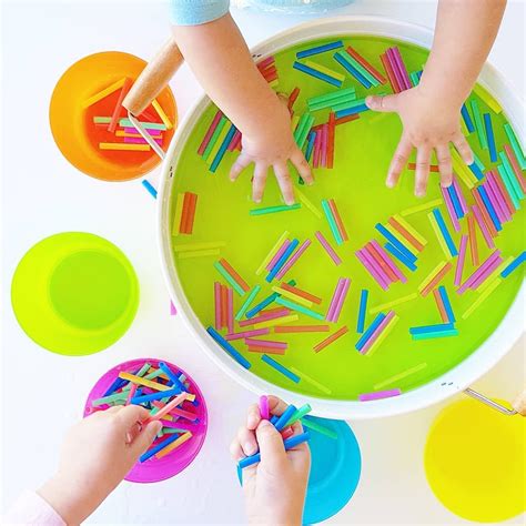 Straw Soup Simple Sensory Play Using Straws And Coloured Water