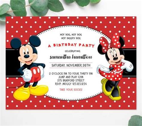 Mickey Mouse Invitations Editable Templates Instant Download