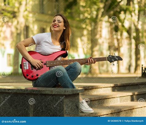 Beautiful Girl With Guitar Stock Photo Image Of Style 54384578