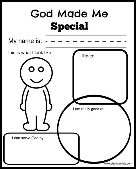 God Made Me Special Printables For Young Children Sunday School