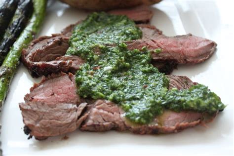 Beef eye of round steaks are simmered in a red wine sauce until tender enough to cut with a fork. everywhere orange: Thin Sliced Steak with Chimichurri