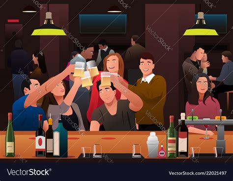 Young People Having Fun In A Bar Royalty Free Vector Image