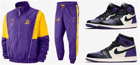 Jordan 1 Court Purple Lakers Jacket Pants Match