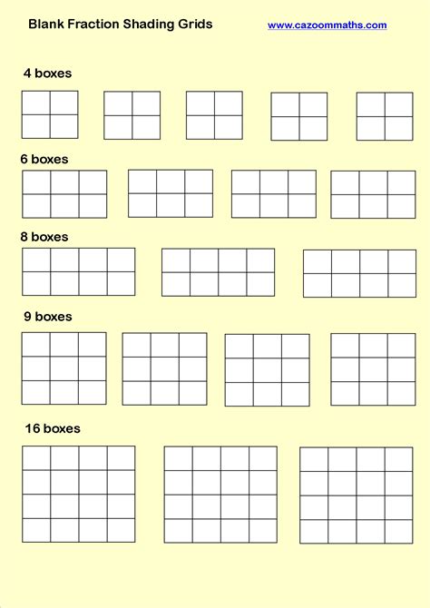 Blank Fraction Shading Grids Math Fractions Worksheets Learning Math