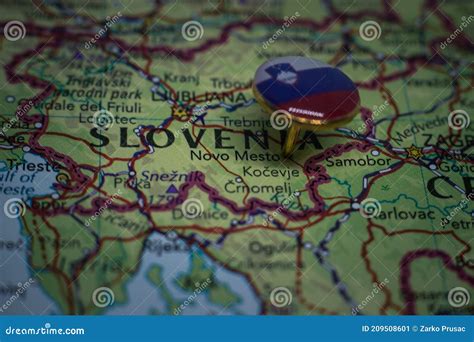 Novo Mesto Pinned On A Map With Flag Of Slovenia Stock Image Image Of