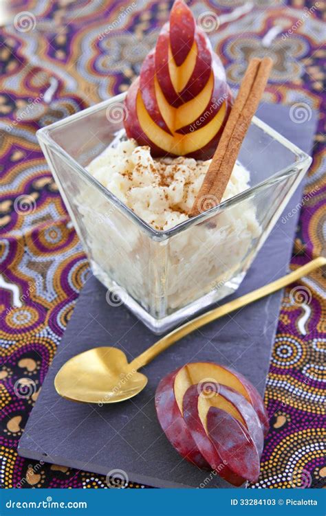 Rice Pudding With Cinnamon And Plums Stock Image Image Of Milk Bowl