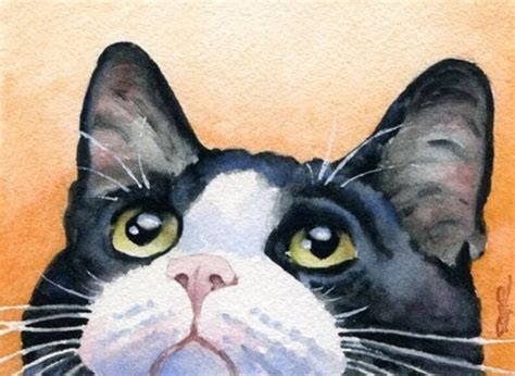 Tuxedo Cat Art Print By Watercolor Artist Dj Rogers Etsy