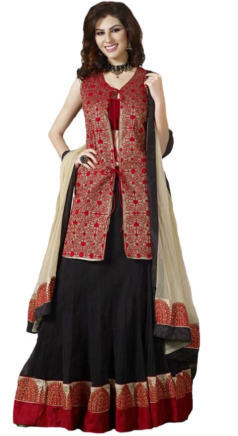 Fs1790 Georgette Redandblack Semi Stitched Anarkali Suit At Rs 1799 Semi Stitched Suits In Surat