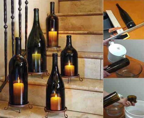 Elegant Diy Wine Bottle Hurricane Candle Lanterns Do It Yourself Fun