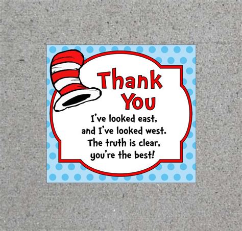 Dr Seuss Thank You Cat In The Hat Tag Printable Teacher Appreciation