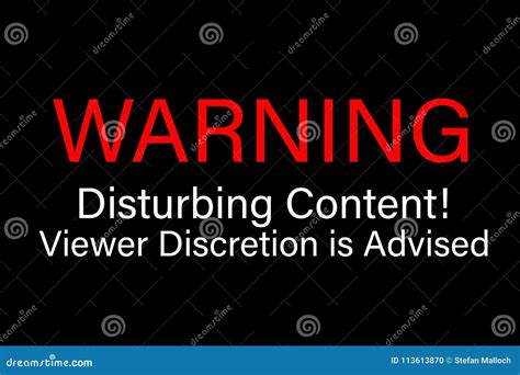 Warning Disturbing Content Viewer Discretion Is Advised Stock Photo
