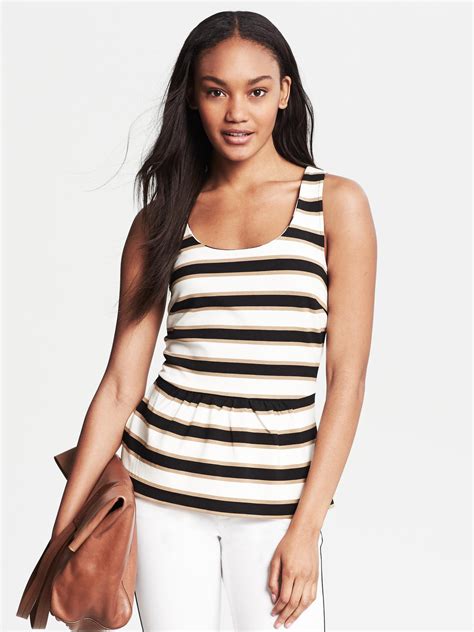 Lyst Banana Republic Striped Peplum Top In White