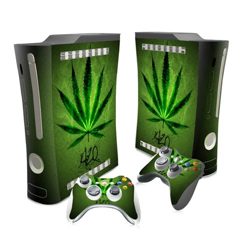 Free Drop Shipping Green Weed Leaves Skin Sticker Decals For Xbox 360