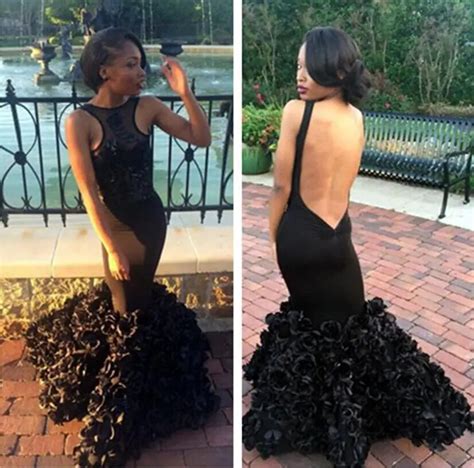 Sexy 2017 African Mermaid Prom Dresses Black Girls Long Backless