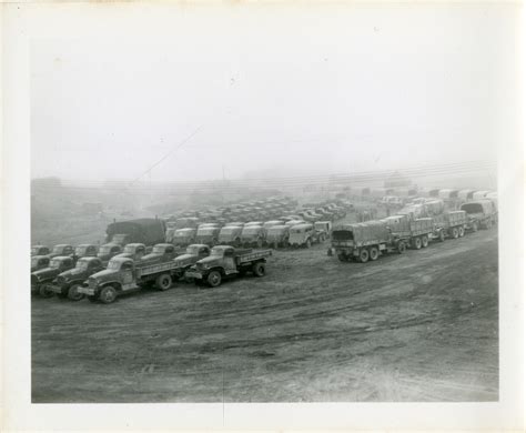 Military Vehicles Are Parked In Rows At The Camp Umnak 1944 The