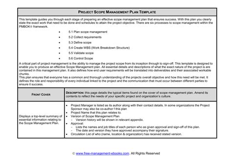 Project Scope Management Plan Template This Template Guides