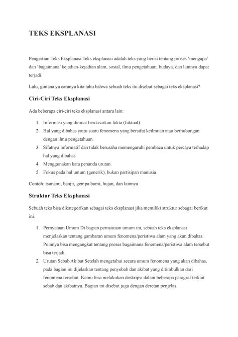 Teks Eksplanasi Teks Eksplanasi Pengertian Teks Eksplanasi Teks