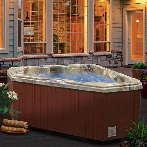 American Spas Am 628t M 2 Person 28 Jet Premium Acrylic Triangle Spa Hot Tub With Multi Color