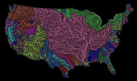United States Watersheds Tesla Amazing Maps Awesome Art River Basin