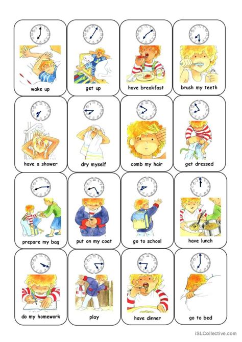 Time And Daily Routine Card Game English Esl Worksheets Pdf And Doc