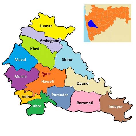 Pune District Map Taluka Wise Map Of Pune District With Talukas