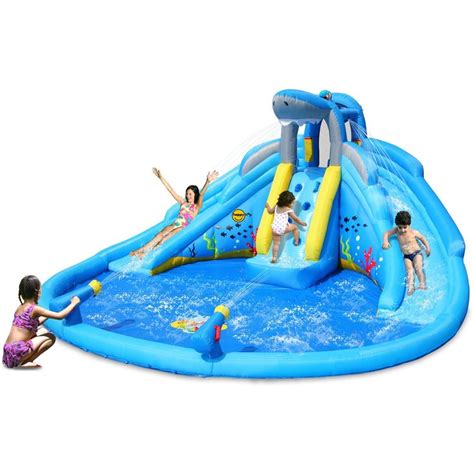 Happy Hop Inflatable Shark Double Water Slide BIG W Shark Pool