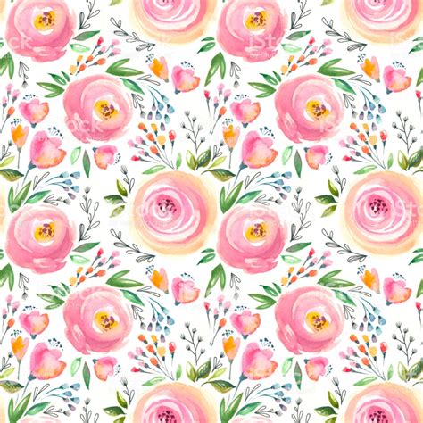 Watercolor Floral Pattern And Seamless Background Hand