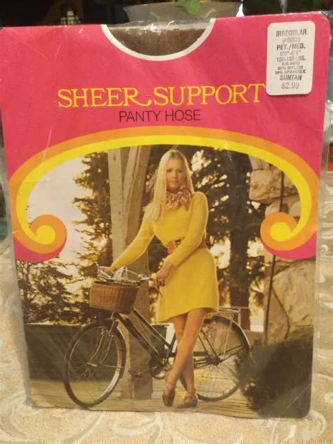 Vintage Sheer Nylon Taupe Nude Pantyhose W Model Med Tall