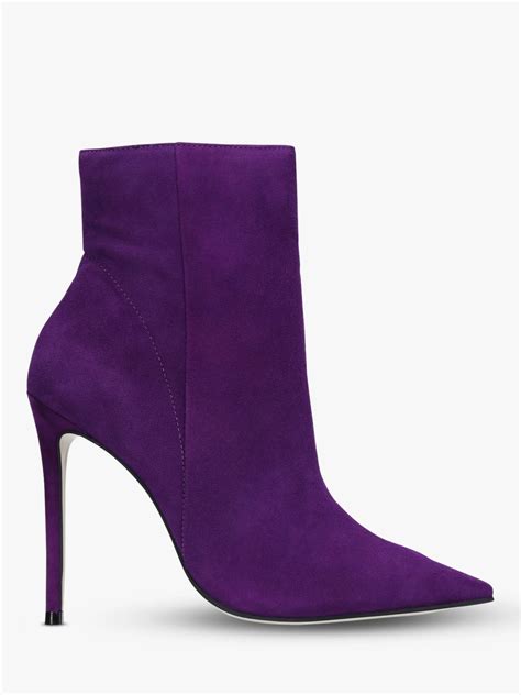 Carvela Spectacular Stiletto Heeled Pointed Toe Ankle Boots Purple Suede