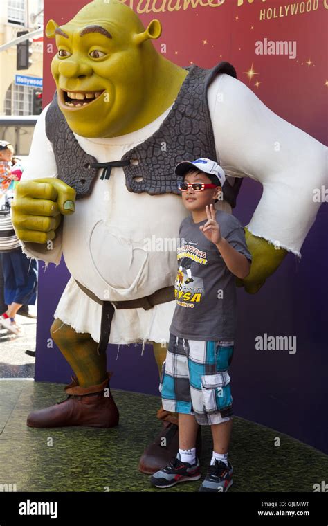 Posing With Shrek Wax Figure At Madame Tussauds Hollywood Boulevard