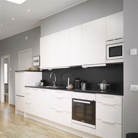 Decordots Modern White Kitchen With Black Wall