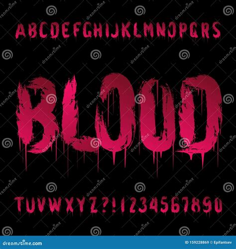Blood Alphabet Numbers And Symbols Cartoon Vector
