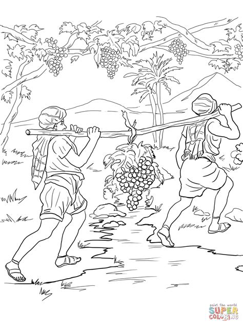Joshua And Caleb Returning From Canaan Coloring Page Free Printable