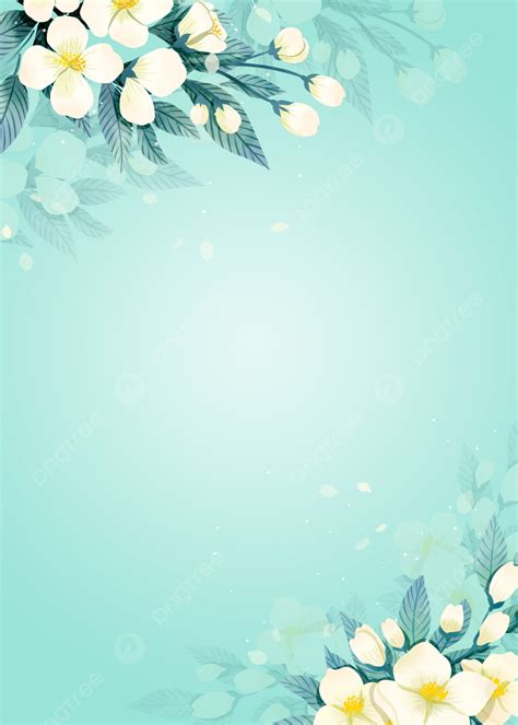 White Flowers On Blue Background Floral Background Wallpaper Image For