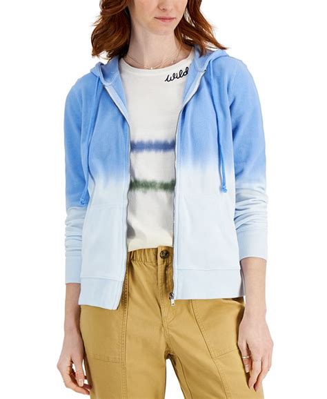 Style And Co Dip Dye Zip Front Hoodie Created For Macys Macys