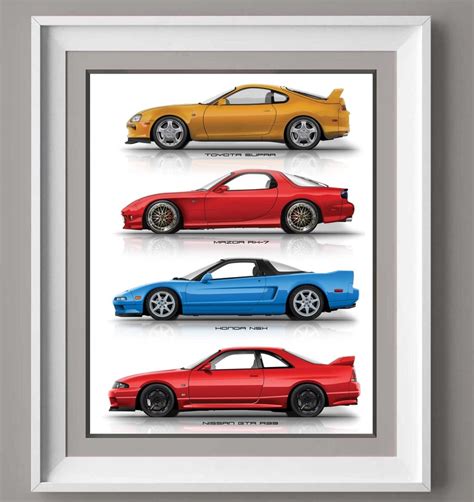 Toyota Supra Nissan GTR Mazda RX 7 Honda NSX Poster Gift Etsy UK