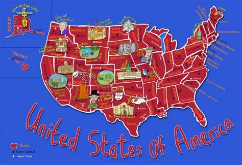 Illustrated Map Of The United States Of America Created By Irish