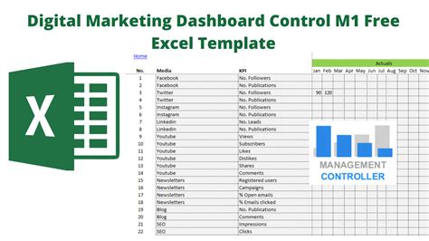 Digital Marketing Dashboard Control M1 Free Excel Template
