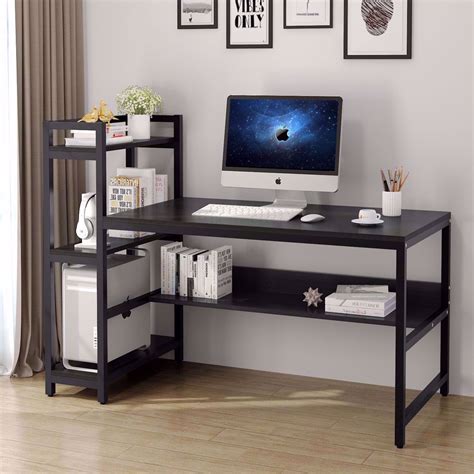 Eureka ergonomic computer desk 60 inch, adjustable height desk for home office large writing pc desk modern simple table with free mouse pad, mechanical adjustment black 4.2 out of 5 stars 183 $179.99 $ 179. Tribesigns Computer Desk with 4-Tier Storage Shelves, 60 ...
