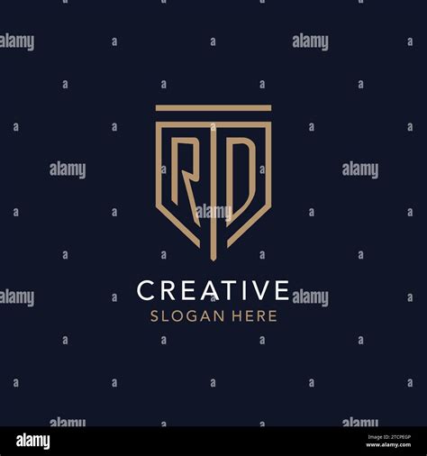 Rd Initial Logo Monogram With Simple Luxury Shield Icon Design