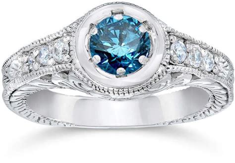 Wedding rings will be unique and reflect your individual style and personality. Etsy Blue Diamond 3/4CT Art Deco Vintage Antique Hand Engraved Engagment R… in 2020 | Vintage ...