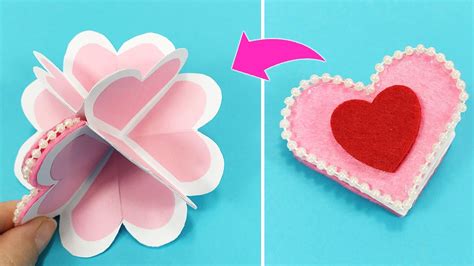 How To Make A Pop Up Heart Card Diy Heart Greeting Card For Valentine