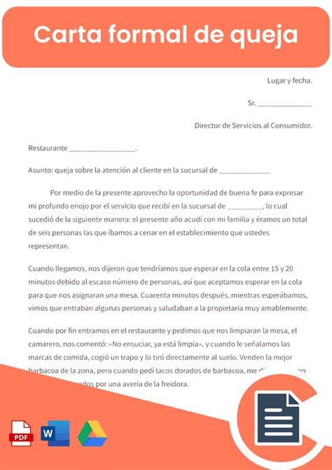 Carta Formal De Queja Desc Rgala En Formato Word Y Pdf