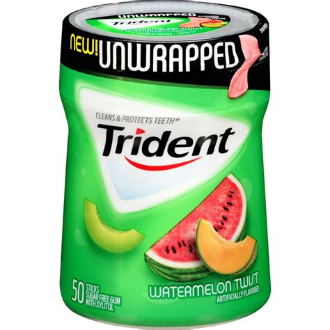 Trident Unwrapped Watermelon Twist Sugar Free Gum With Xylitol 50 Pc