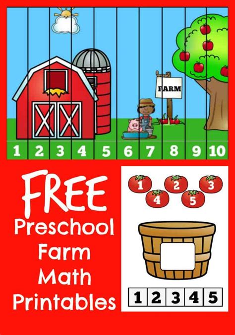 Preschool Farm Math Counting Printable Set - Surviving A Teacher's Salary